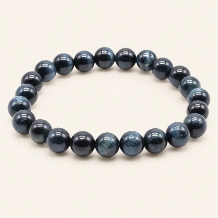 Bracelet en œil de faucon, perles rondes de 8 mm
