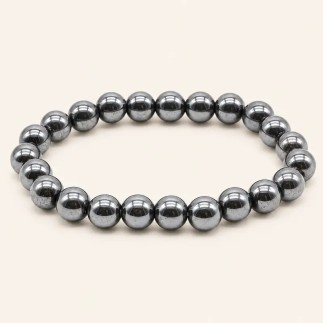 Bracelet en hématite, perles rondes de 8 mm
