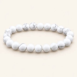 Bracelet en howlite, perles rondes de 8 mm