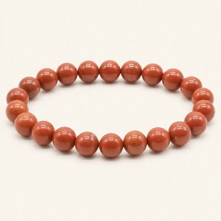 Bracelet en jaspe rouge, perles rondes de 8 mm