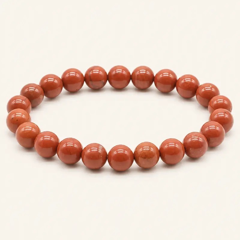 Bracelet en jaspe rouge, perles rondes de 8 mm Bracelet en jaspe rouge, perles rondes de 8 mm
