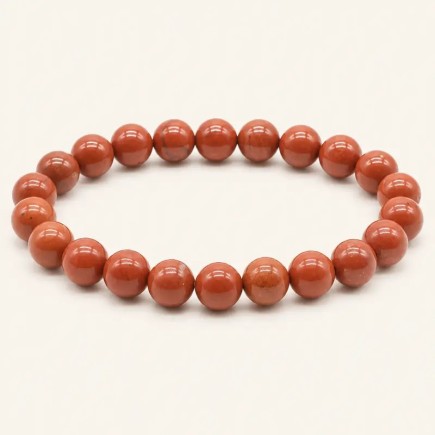 Bracelet en jaspe rouge, perles rondes de 8 mm