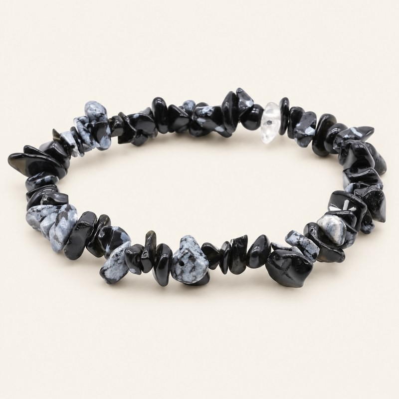 Bracelet en perles chips Obsidienne Neige – Spiritual-Deity Bracelet en perles chips Obsidienne Neige – Spiritual-Deity