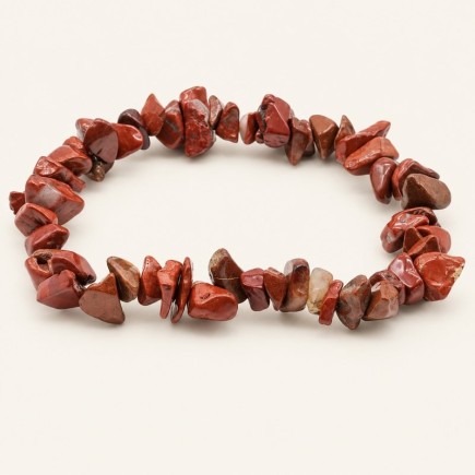 Bracelet baroque en jaspe rouge aux pierres polies rouge brique et brun rouge, avec des motifs sombres et clairs