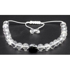 Bracelet en cristal de roche naturelle avec perle Bouddha – Ajustable et purifiant
