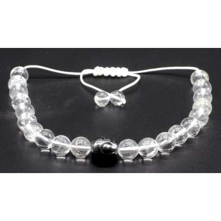 Bracelet en cristal de roche naturelle avec perle Bouddha – Ajustable et purifiant