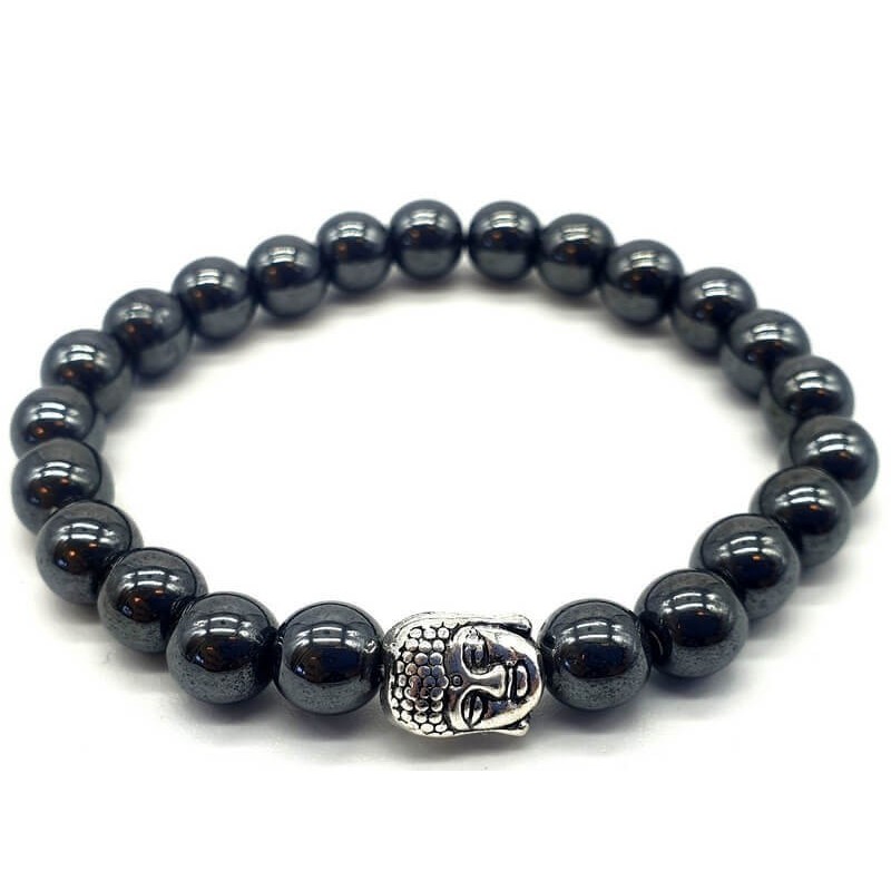 Bracelet Hématite & Bouddha 08mm