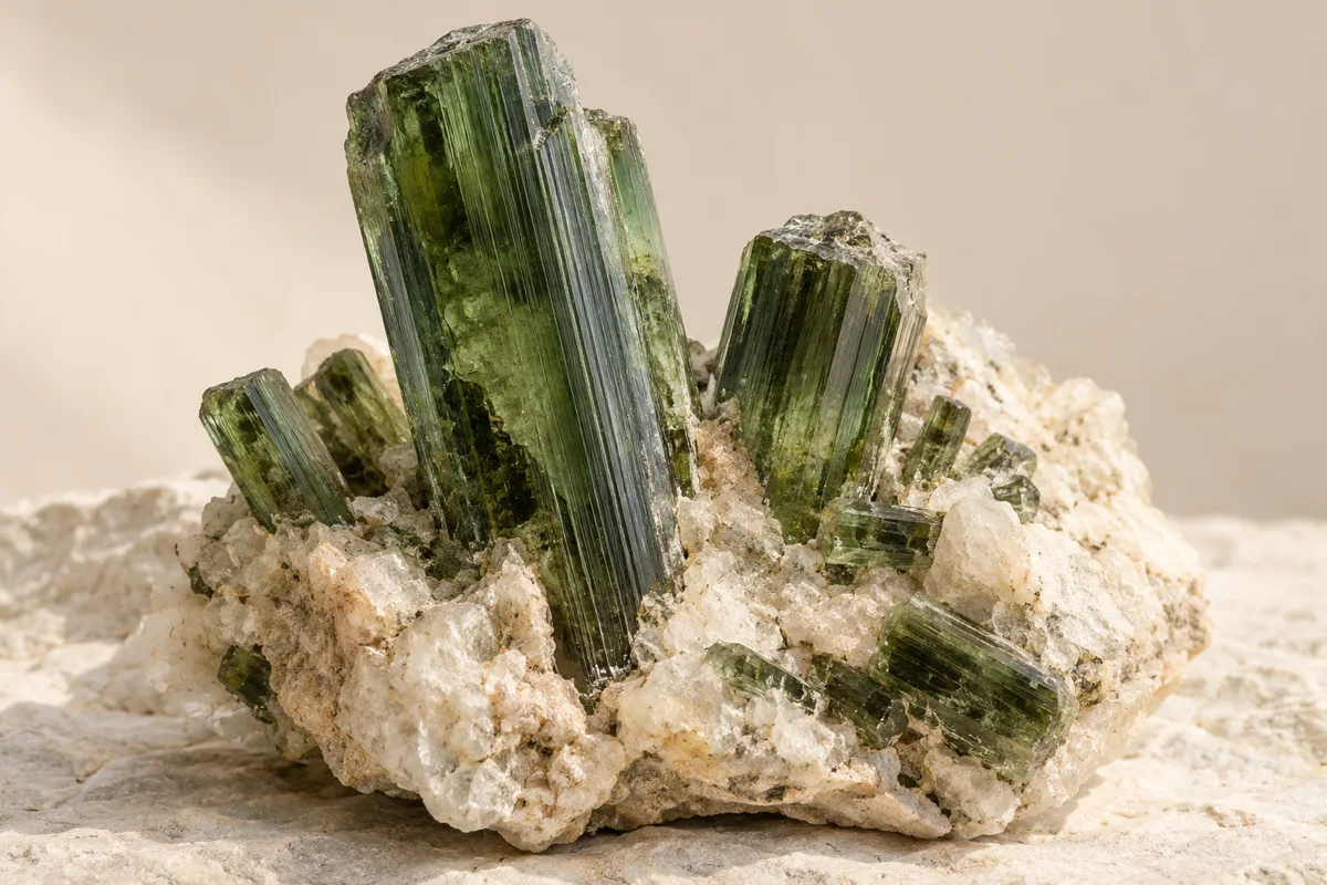 Illustration de cristaux de tourmaline verte