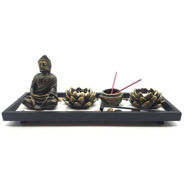 Jardin Zen Bouddha & Bougeoirs Lotus 36cm