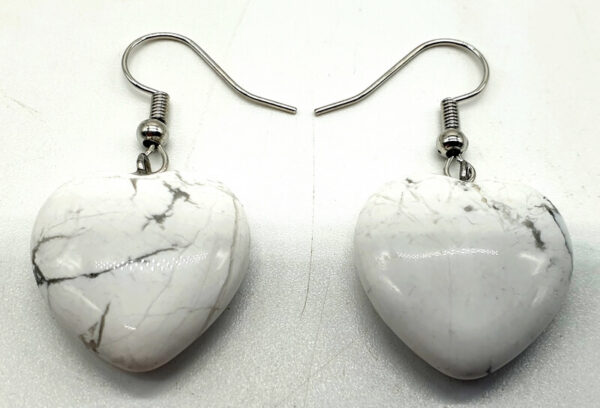 Boucles d'oreilles Coeur Howlite 4cm