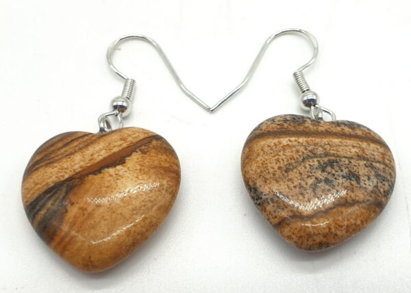 Boucles d'oreilles Coeur Jaspe Paysage 4cm