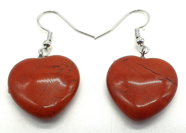 Boucles d'oreilles Coeur Jaspe Rouge 4cm