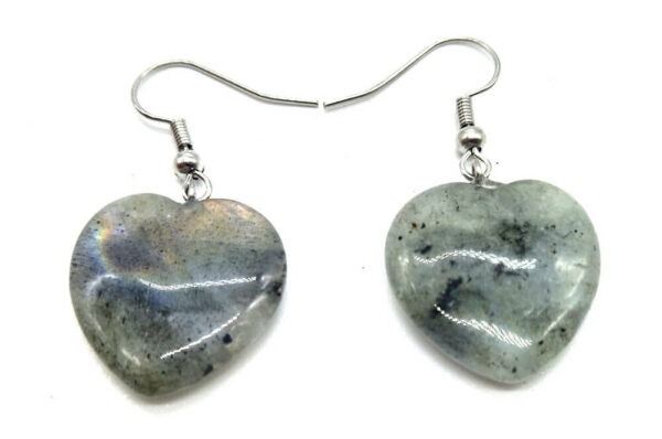 Boucles d'oreilles Coeur Labradorite 4cm