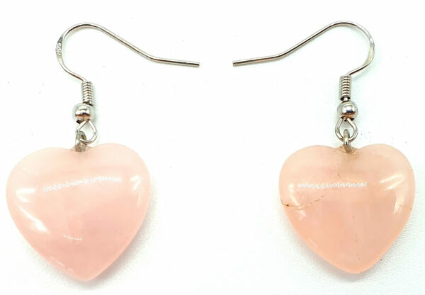 Boucles d'oreilles Coeur Quartz Rose 4cm