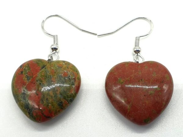 Boucles d'oreilles Coeur Unakite 4cm