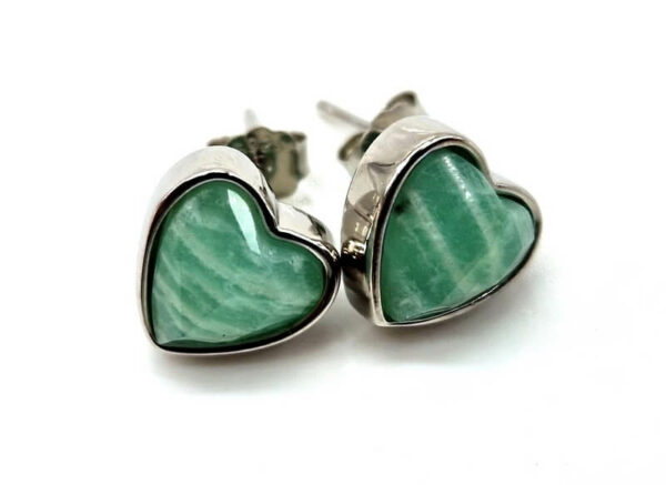 Boucles d'oreilles Argent 925 Amazonite Coeur