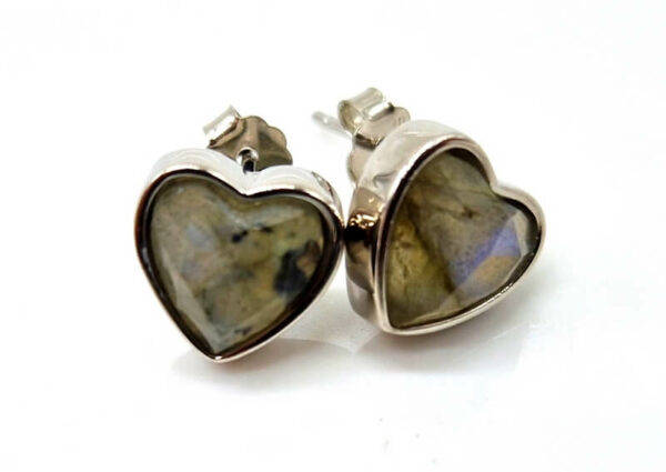 Boucles d'oreilles Argent 925 Labradorite Coeur