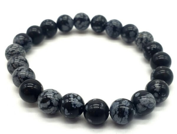 Bracelet Obsidienne Neige perles 8mm