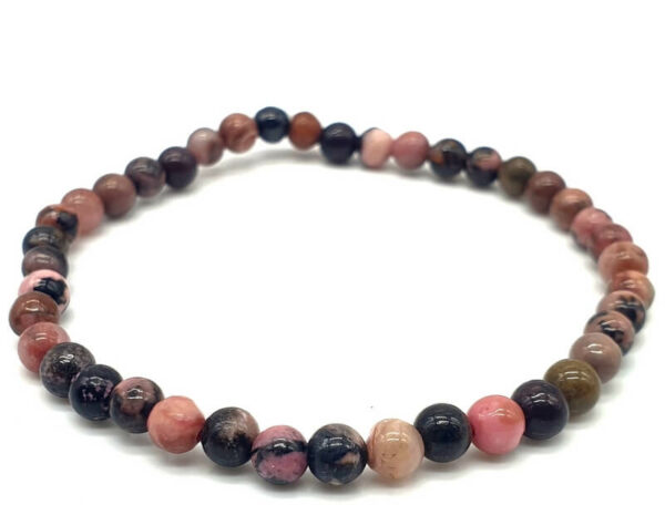 Bracelet 'Black Line' Rhodonite perles 4mm