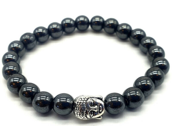 Bracelet Hématite & Bouddha perles 8mm