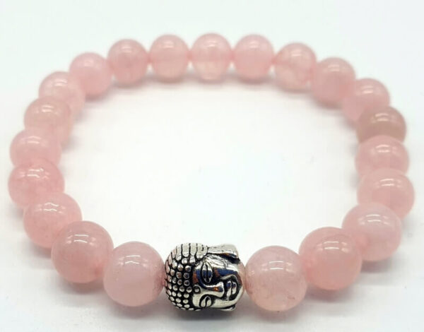 Bracelet Quartz Rose & Bouddha perles 8mm