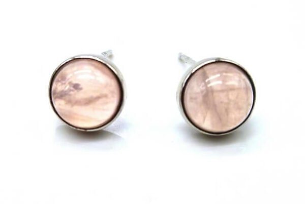 Boucles d'oreilles Argent 925 Quartz Rose ronde polie