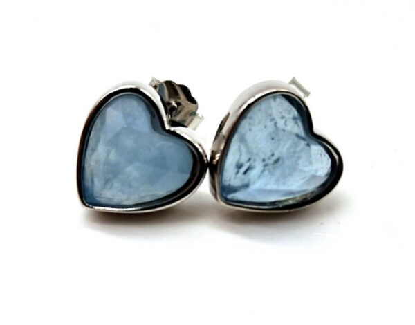 Boucles d'oreilles Argent 925 Aigue Marine Coeur