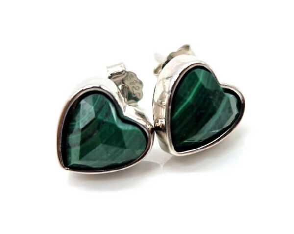 Boucles d'oreilles Argent 925 Malachite Coeur