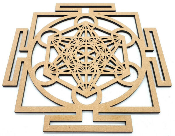 Plaque Bois Métatron Yantra 30cm