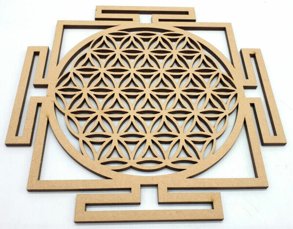 Plaque Bois Fleur de Vie Yantra 30cm