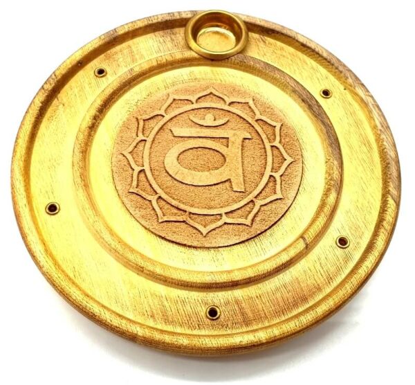 Porte-Encens Bois Rond Chakra Sacré 10cm