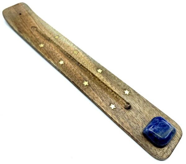 Porte-Encens Bois Ski 25cm + Lapis Lazuli