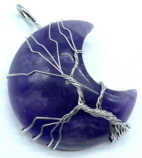 Pendentif Lune Arbre de Vie - Améthyste 3.5cm