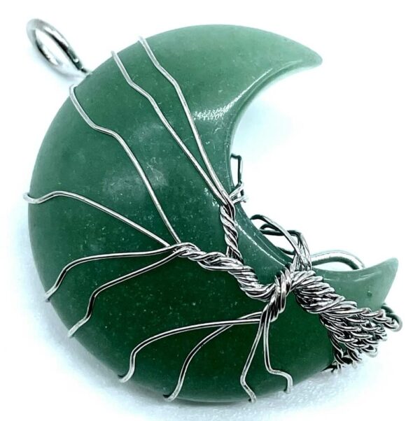 Pendentif Lune Arbre de Vie - Aventurine Verte 3.5cm