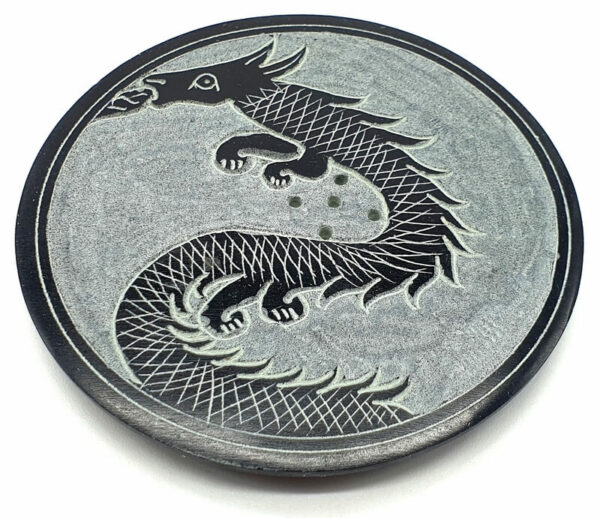 Porte-Encens Pierre Rond Dragon 10cm