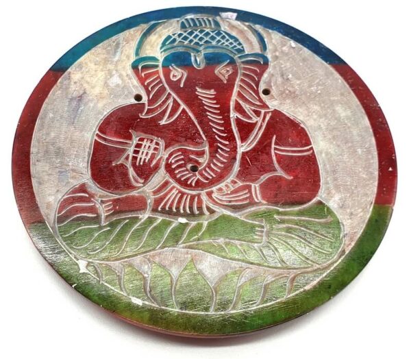 Porte-Encens Pierre Rond Ganesh Dégradé 10cm