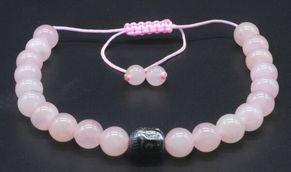 Bracelet Ajustable Quartz Rose perles 8mm